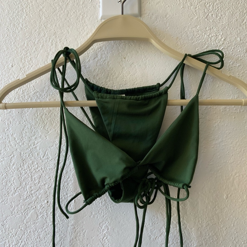 Green Strappy Bikini Top